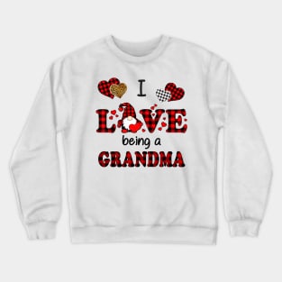 I Love Being A Grandma Gnomes Red Plaid Heart Valentine's Day Shirt Crewneck Sweatshirt